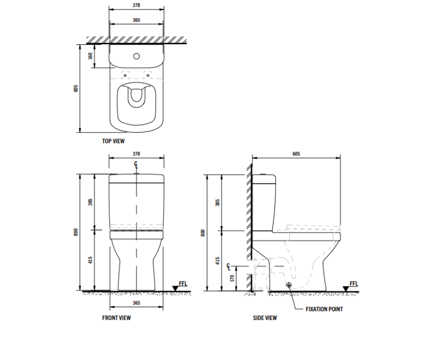 Brenta Close Couple Toilet Including Seat Cove - Image 3